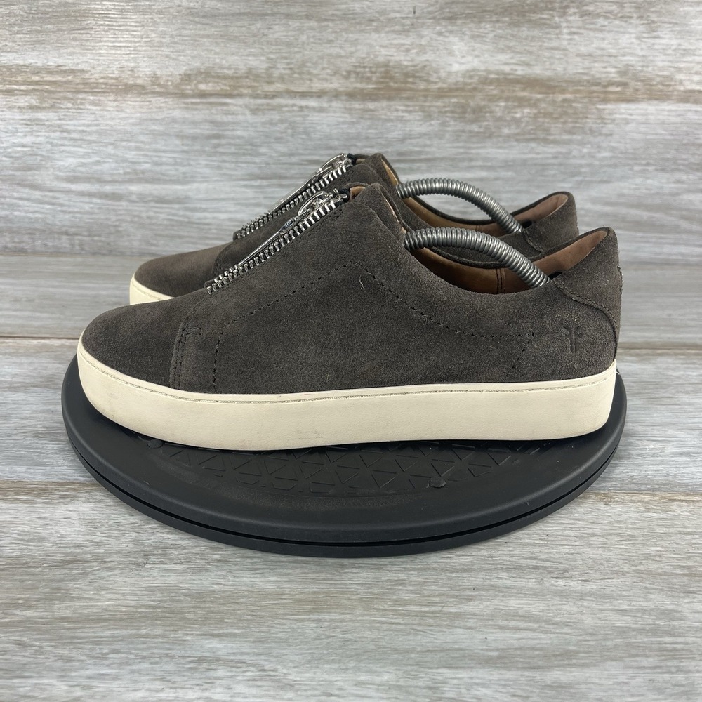 FRYE Lena Low Top Gray Suede Zip Up Sneakers 3471322-GIO Womens 7 M